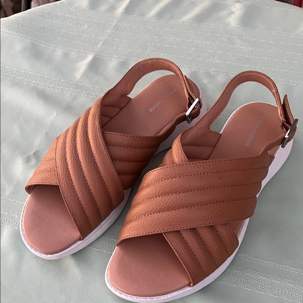 Easy Spirit Women's Tan Crisscross Slingback Sandals size 10W